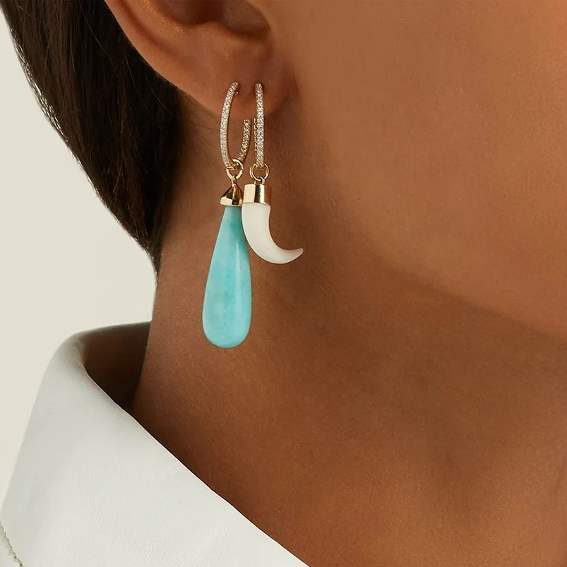 Gemnel classic 925 sterling silver micro pave 5A CZ inside out large hoop diamond earrings