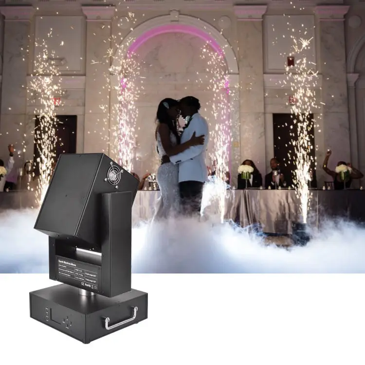 DMX Control Moving Head Rotating Sparkler Stage Flame Spinning Cold Spark Machine 750w for Wedding