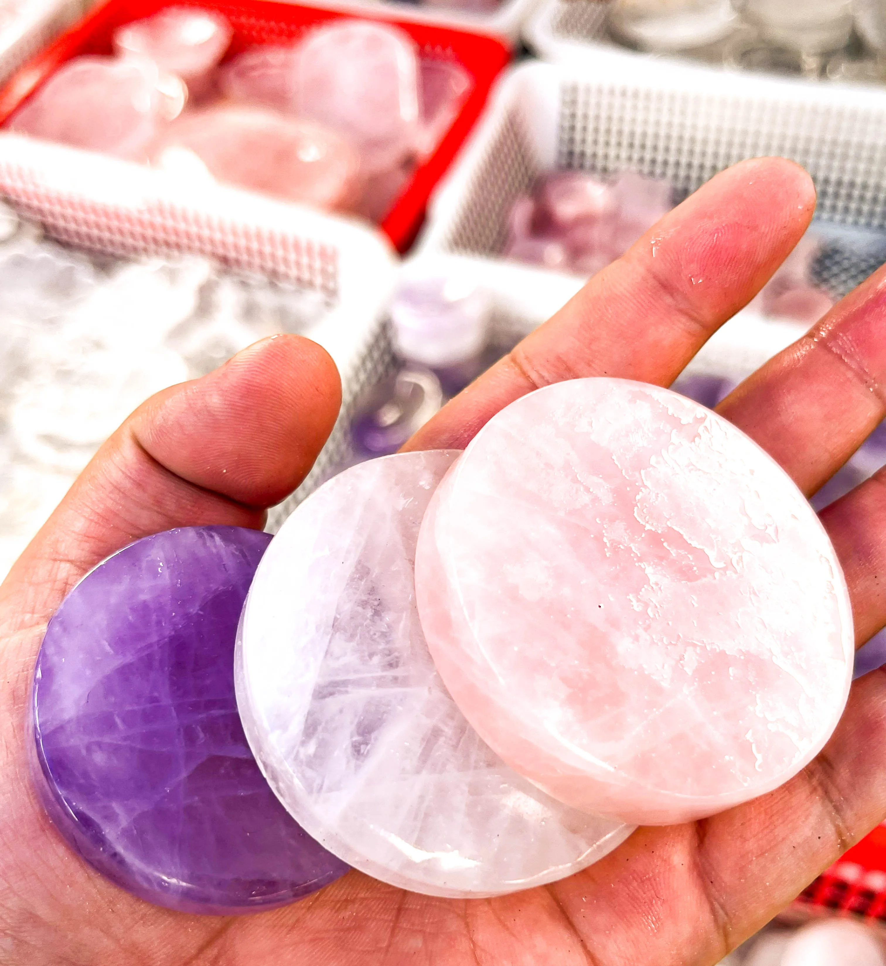 High Quality Rose Quartz crystal crafts Smallcoasters  spiritual Healing gemstones and crystals wholesale