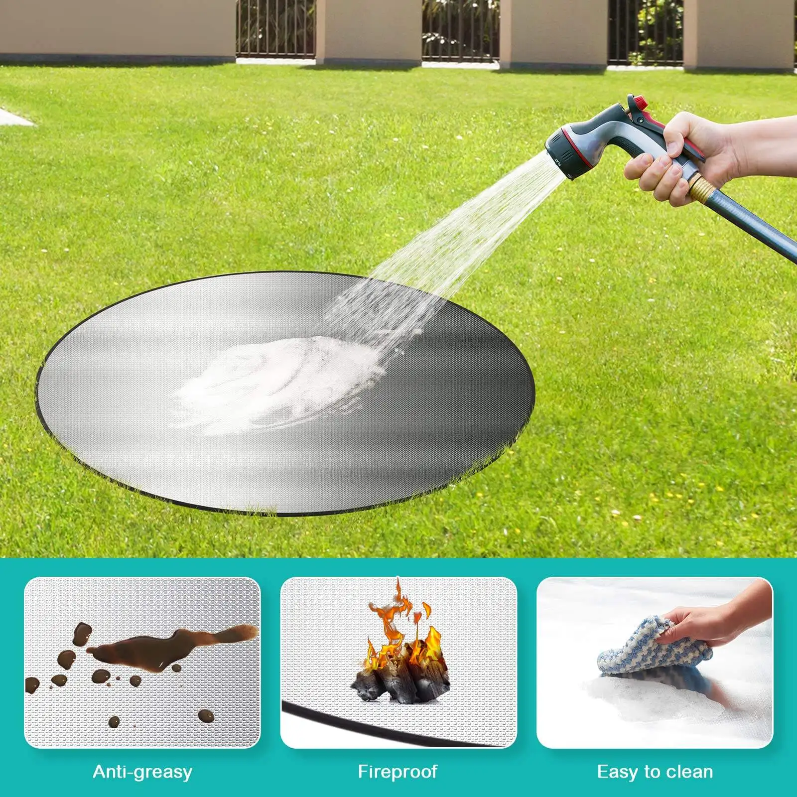 Fire Pit Mat Round For Under 22-36 Inch Heat Resistant Bbq Grill Mat Pad For Fire Pit Bbq Grill Fireproof Mat