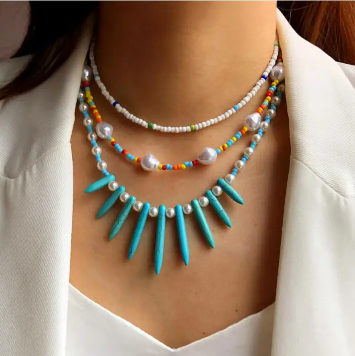 Boho Jewelry Crystal  MIYUKI seed beads Necklace versatile smile flower candy DIY pearl chain