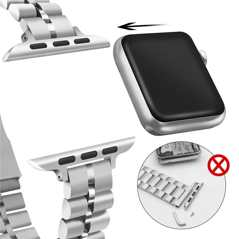 Ремешок из нержавеющей стали для apple Watch Band 6 маленький полукруглый браслет Apple поколения Iwatchse с тремя