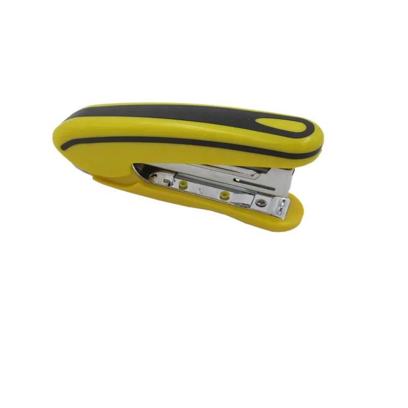 Very professional yellow color high quality half strip office school used stapler with metal staple remover