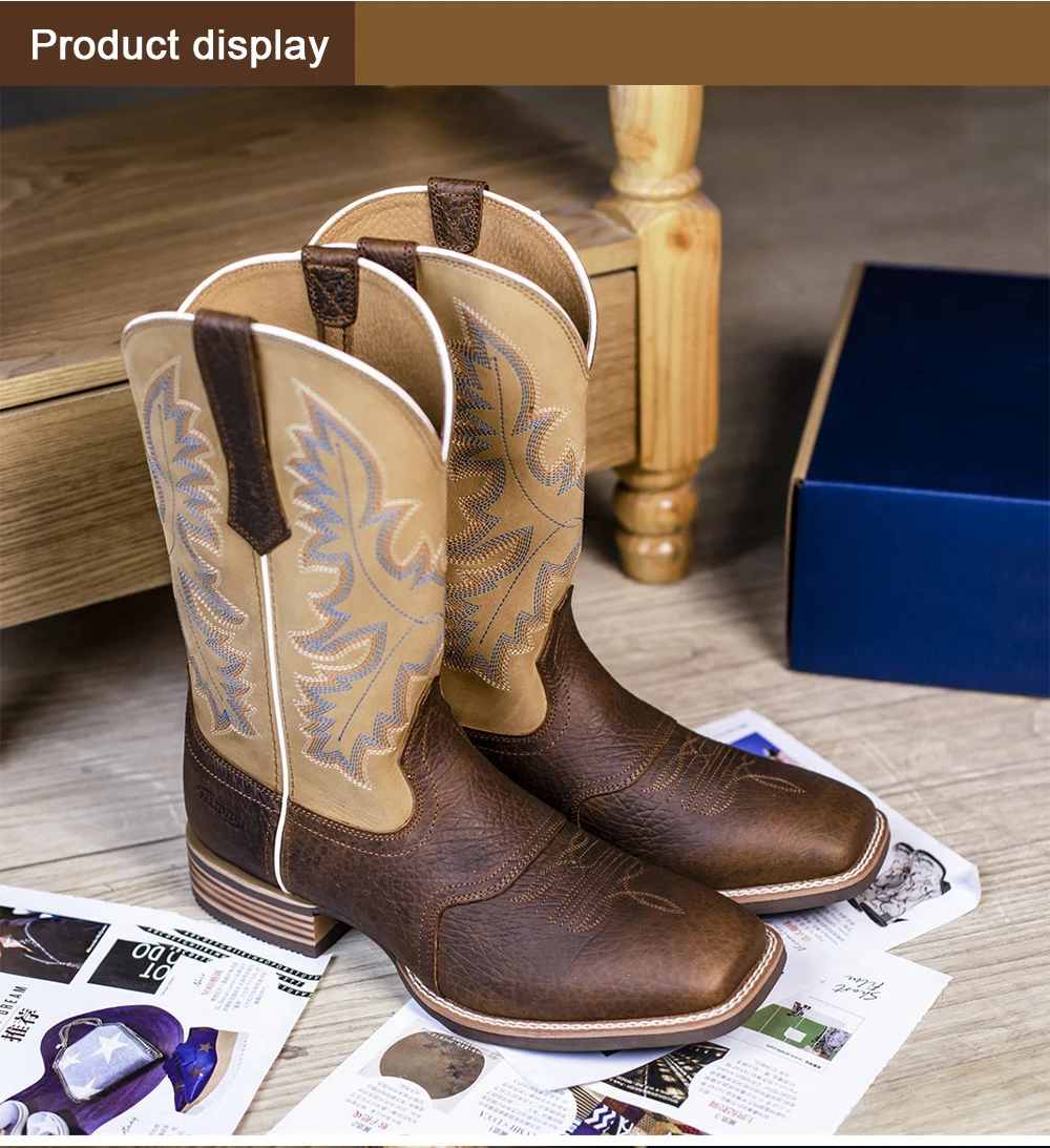 Goodyear welt ковбойские сапоги с завода в США высокое качество из коровьей кожи западном стиле Мужские ботинки мексиканском для мужчин