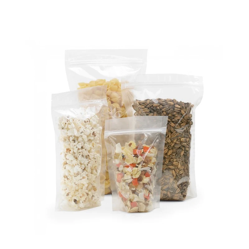 Customized Transparent Packaging Food Grade Stand Up Clear Plastic Resealable Zipper Bag