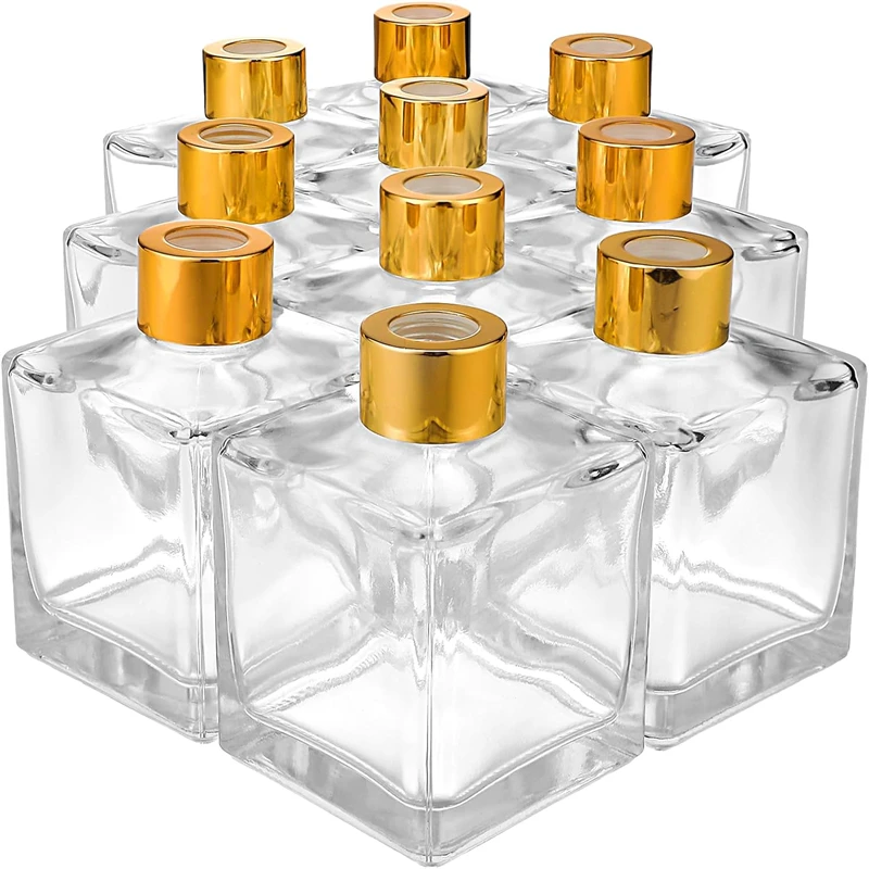 200Ml Transparency Empty Square Aromatic Bottle Reed Diffuser With Rattan Sticks