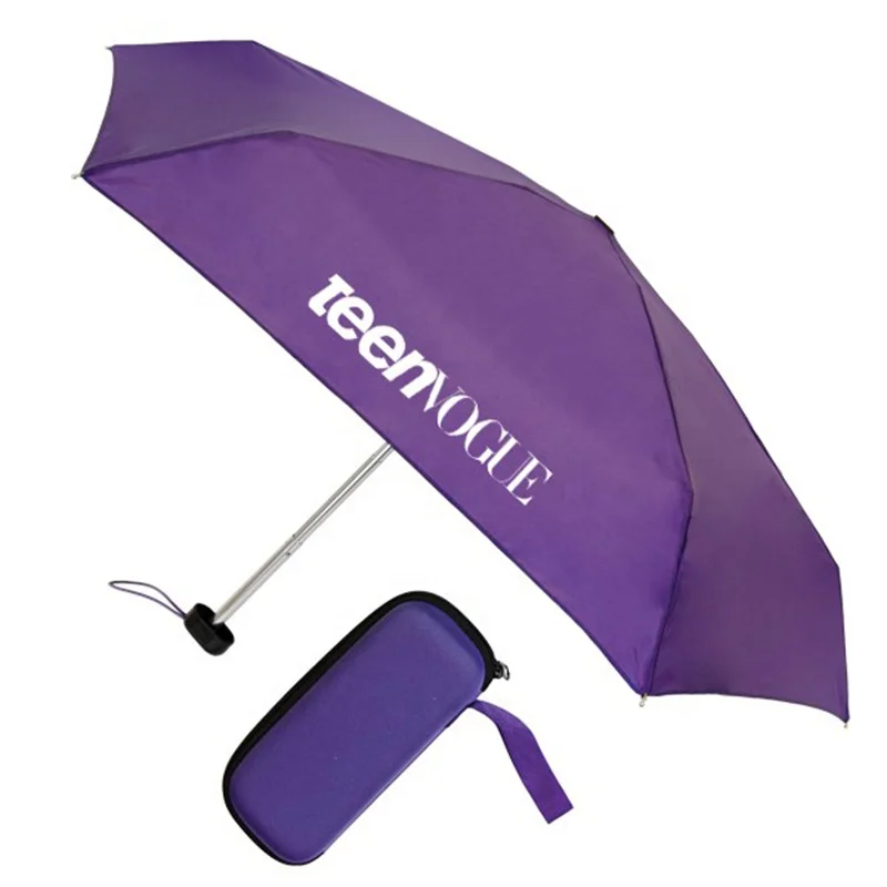 Compact travel folding umbrella with case
