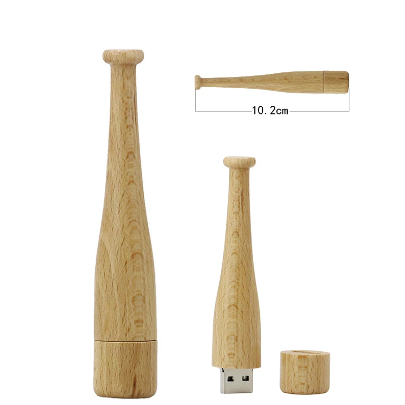 Wholesale Promo Gift Bowling Pin Shaped Custom Logo Wooden Flash Gadgets USB Flash Drive