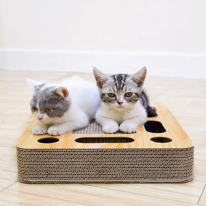 oem pet scratching toy bc flute corrugated cardboard paper cat scratchers with catnip and playing ball