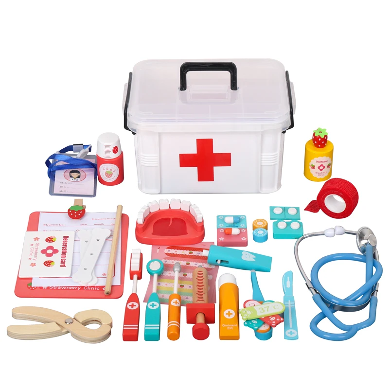 newest wooden doctor toys kids kids favorite dentist kit pretend doctor toys set