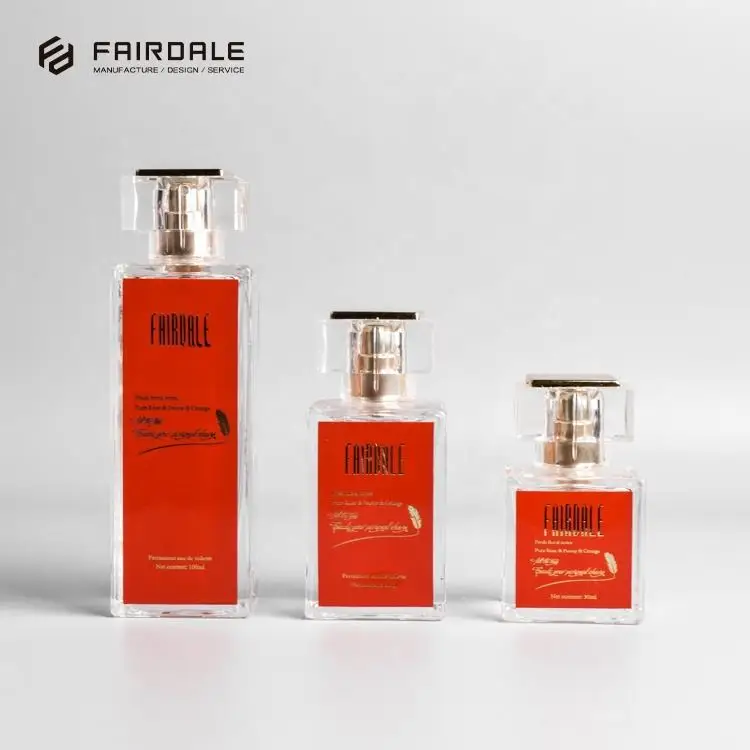 Сделанные на заказ стеклянные флаконы для духов 100 мл в форме флакона для духов с алюминиевой бутылкой с распылителем