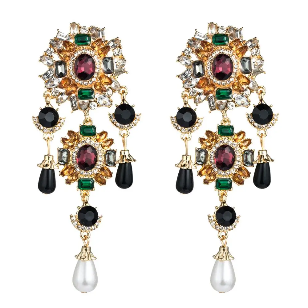 Multilayer Alloy Diamond Rhinestone Acrylic Imitation Pearl Earrings Stud Earrings