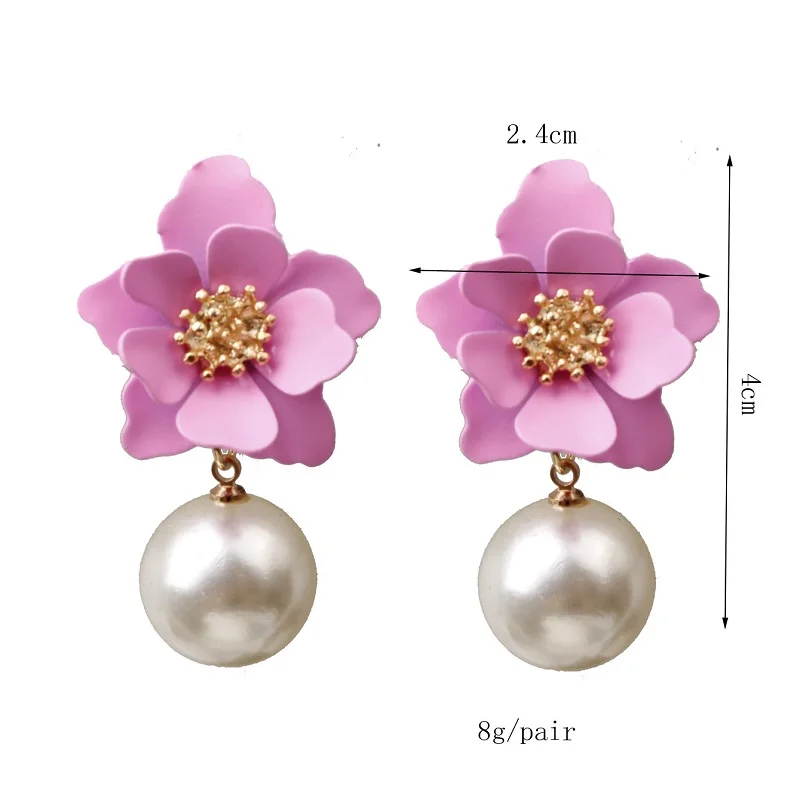 
Wholesale Bohemian Imitation pearl earrings petal accessories gold plated jewelry 
