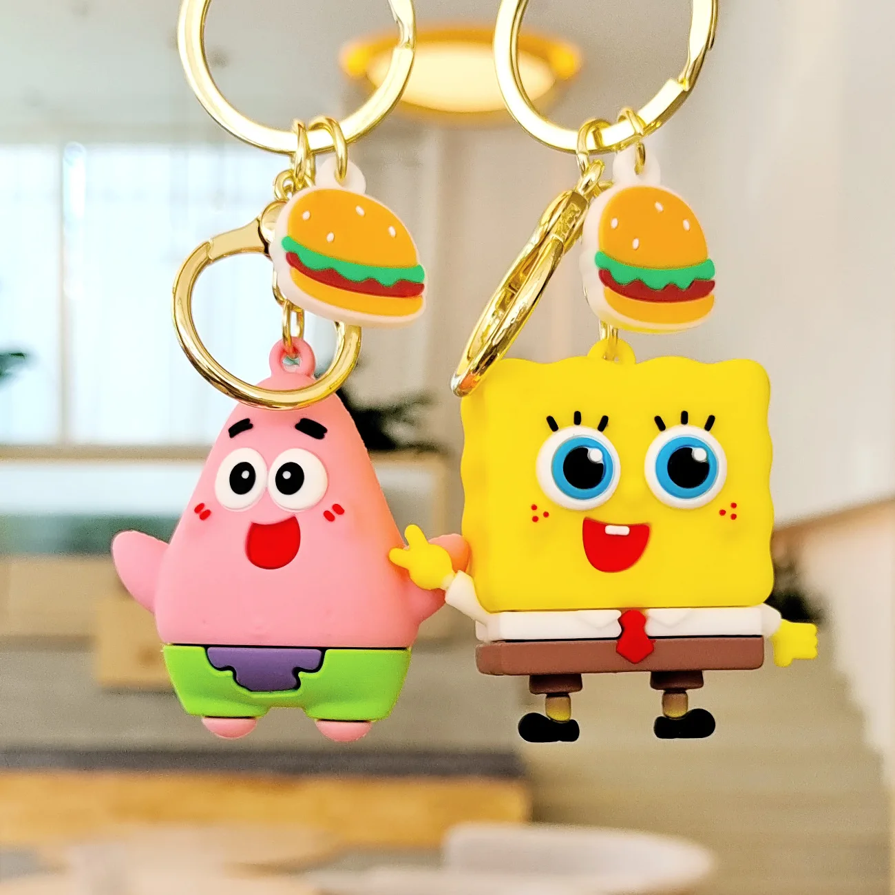 Cartoon cute SpongeBob Patrick Star PVC rubber Keychain bag pendant car key chain decoration key chain wholesale