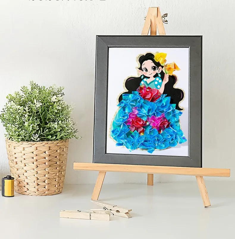 3 in 1 Drawing Book for Girls, Princess Dress-up Activity Book, Stickers, Poking, Puzzle Puncture Painting, Kids DIY Craft Kit