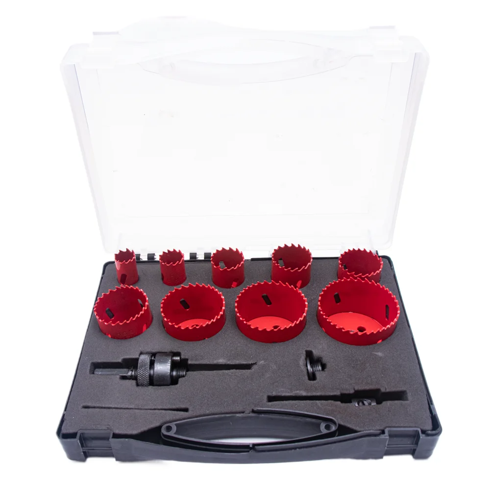 13pcs Bi Metal Hole Saw Cutter Kit Blade Drilling Tool Arbor Pilot Drill Set for Wood Metal Carpenter Plumber