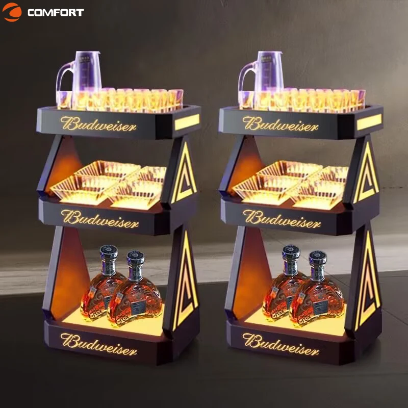 Bar Ferris wheel led bottle glorifier Cocktail Glass Display Stand LED Rechargeable Shot Glass Tray Champagne Wine Rack Holder