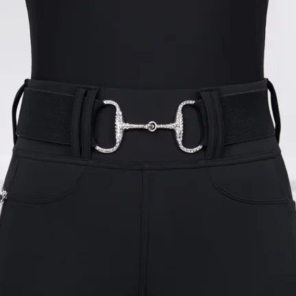 2 inch Bling Sparkly Rhinestone Crystal Horse Snaffle Bit Equestrian Belt for Rider Fabric Elastic Belt Horseback belt