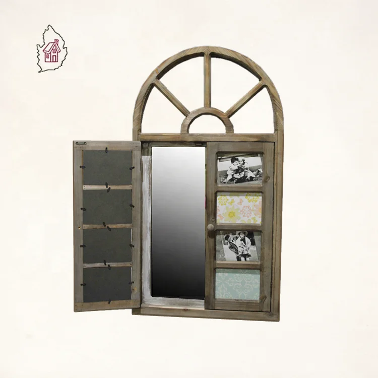 European Arched Window Shape Large Custom Antique wall decorative wood framed mirrors decoration