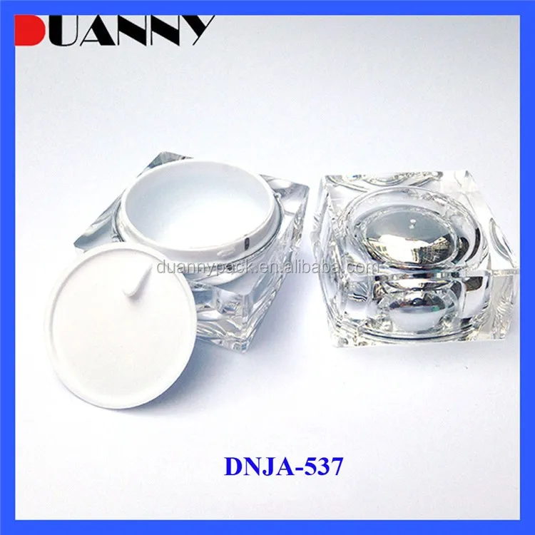 In Stock Empty 15g 30g 50g Golden Square Acrylic Crystal Cosmetic Jar Container for Skin Care