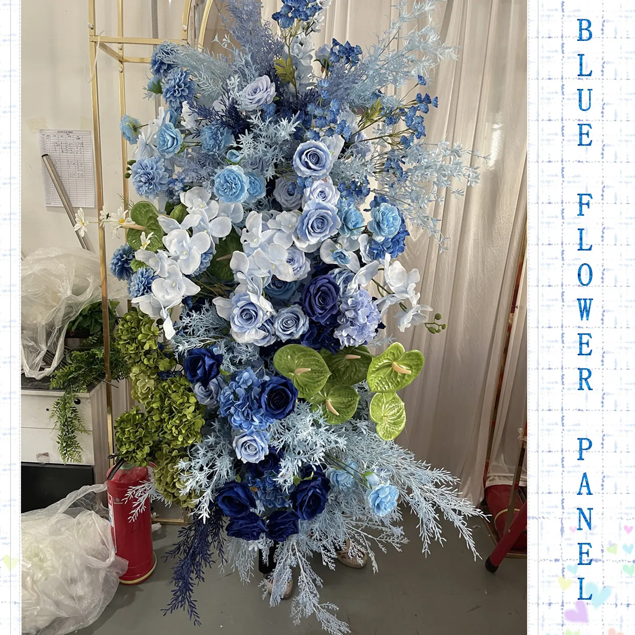 IFG New Design 4ft Height Rose Orchid Hydrangea Blue Flower Arch for Wedding Backdrop Decoration
