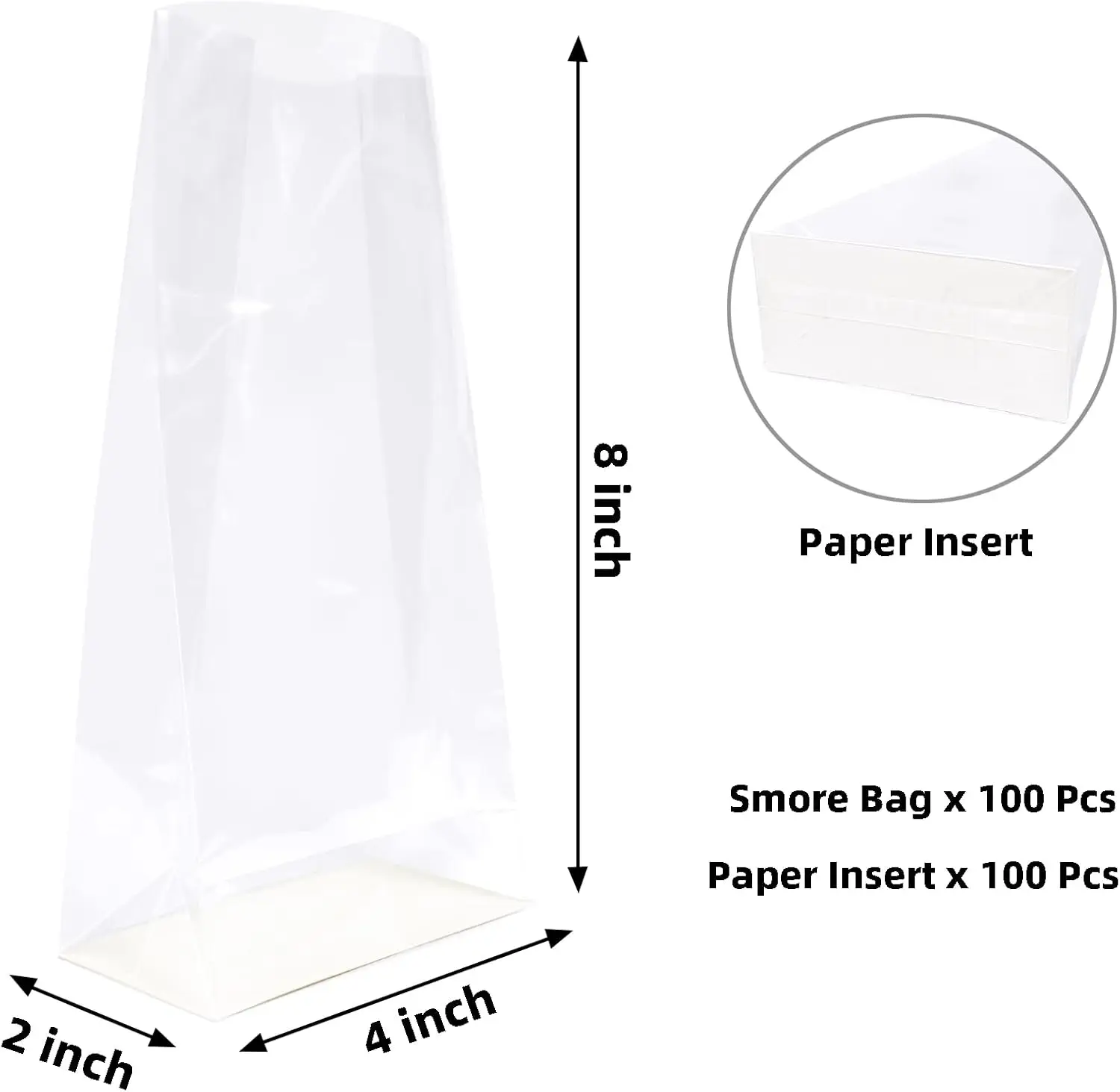 Wholesale OPP Cellophane Paper Card Insert Flat Bottom Treat Bag Candy Biscuit Food Packaging Bag With Side Gusset 4x2x8 Inches