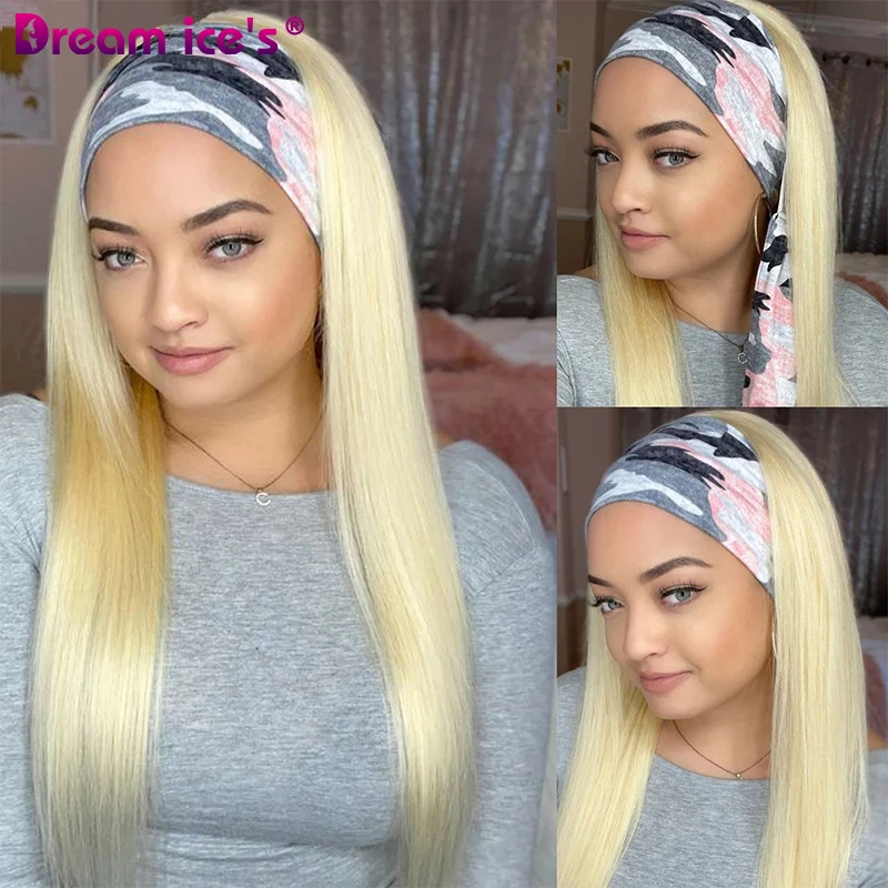 Wholesale 613 Honey Blonde Brazilian Straight Human Hair Headband Wigs Glueless Pre Plucked Remy 150% Density For Black Women