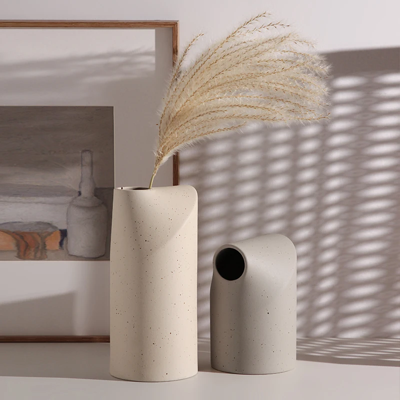 Modern Wabi-sabi Style Plain White Matte Ceramic Vase Home Decoration Patio DecorationVase Home Decoration Lanborui ceramic