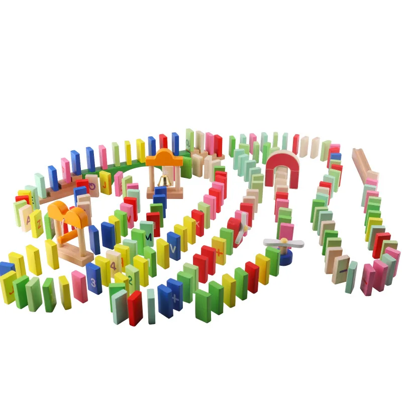 Block dominoes 200 pieces of numeral alphabet arithmetic puzzle wooden dominoes