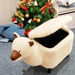 RTS 2021wholesale ottoman Indoor lambs wool Kids Storage Child Stool Cute Animal Stool Ottoman