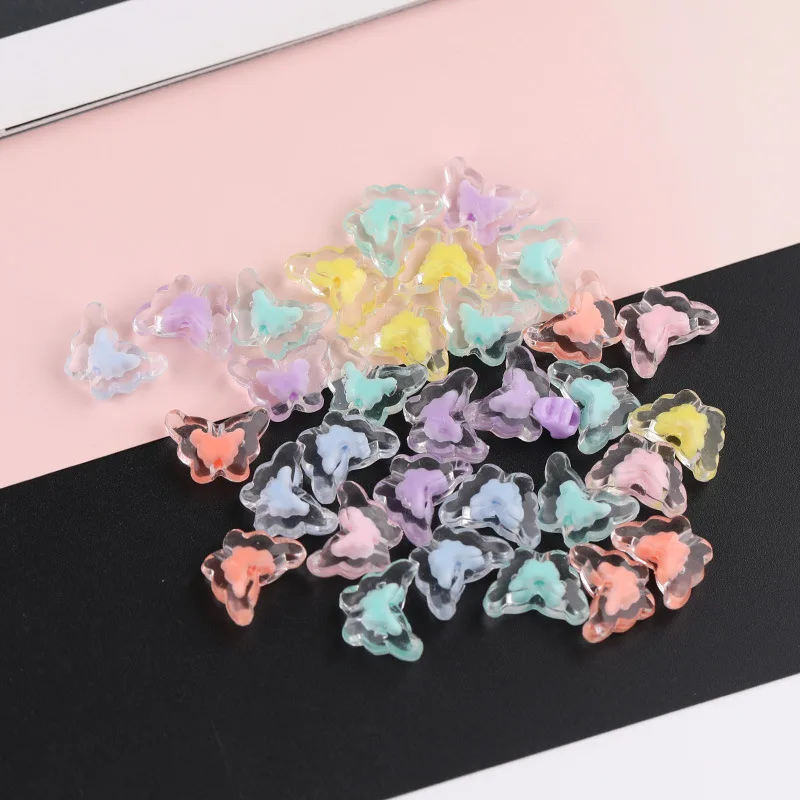 Transparent acrylic plum blossom star butterfly multiple hand-woven bracelet headstring beaded DIY material bag