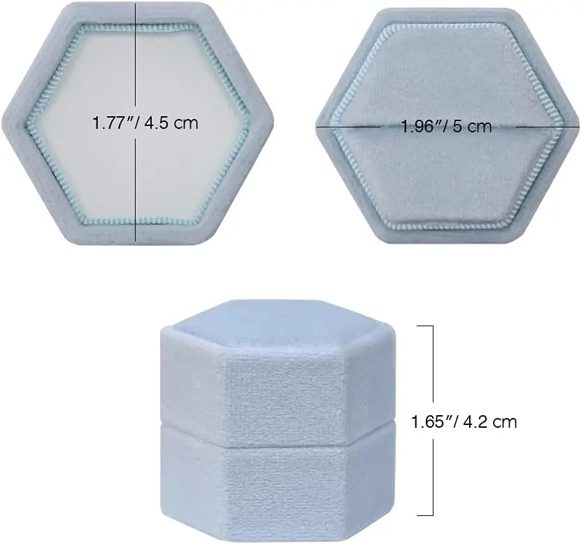 Wedding Ring Box For Engagement Double Ring Hexagon Jewelry Box Packaging Velvet Jewelry Ring Box