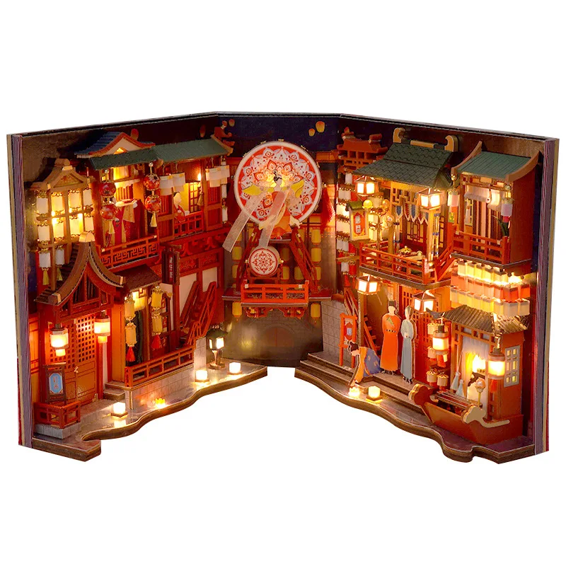 Handmade book nook National style DIY doll houses 3D  DIY book nook miniature doll house for girls book nook kit
