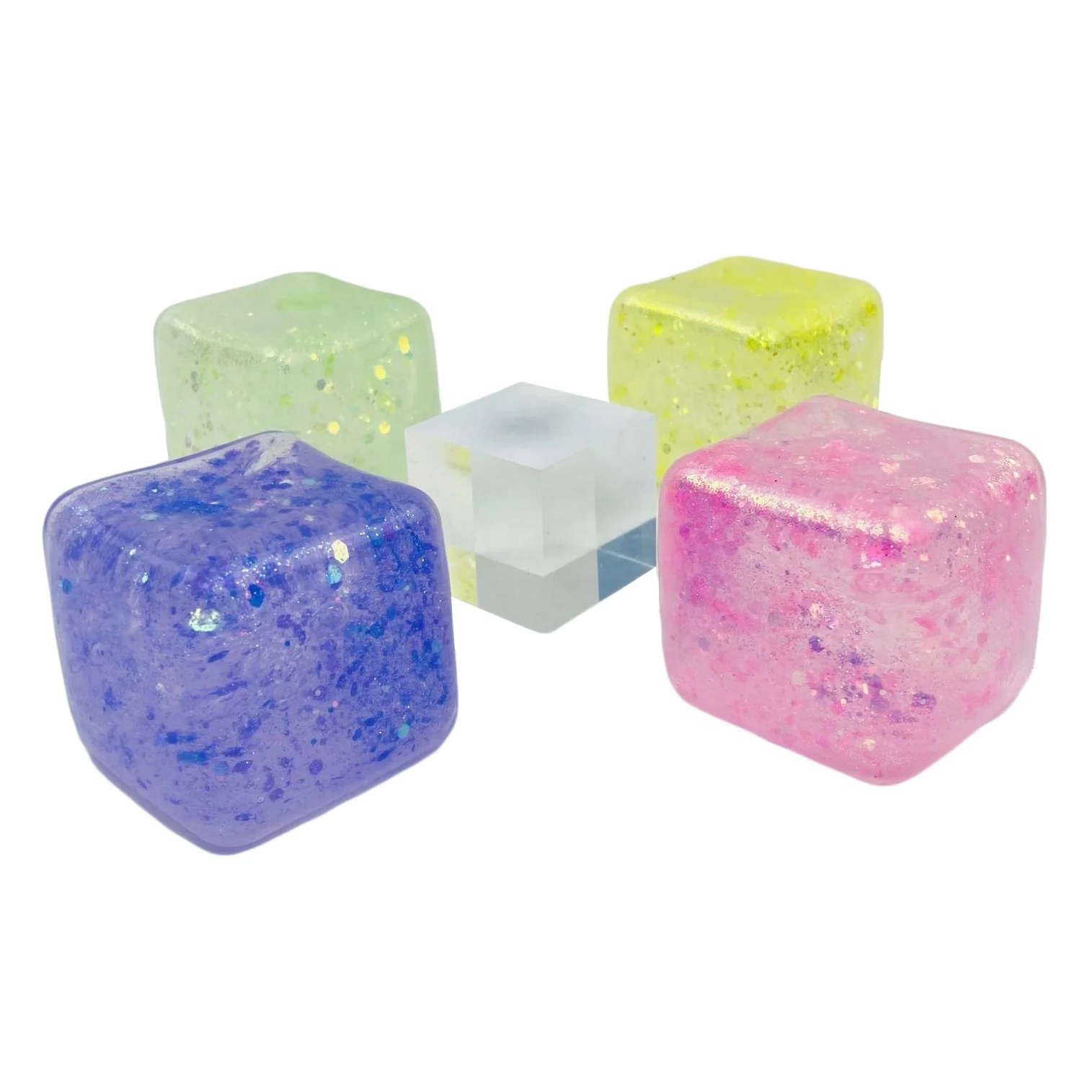 Wholesale Custom Cute Cube Glitter Jelly Fidget Gel Squishy Squeeze Stress  Ball Toys Fidget Toys
