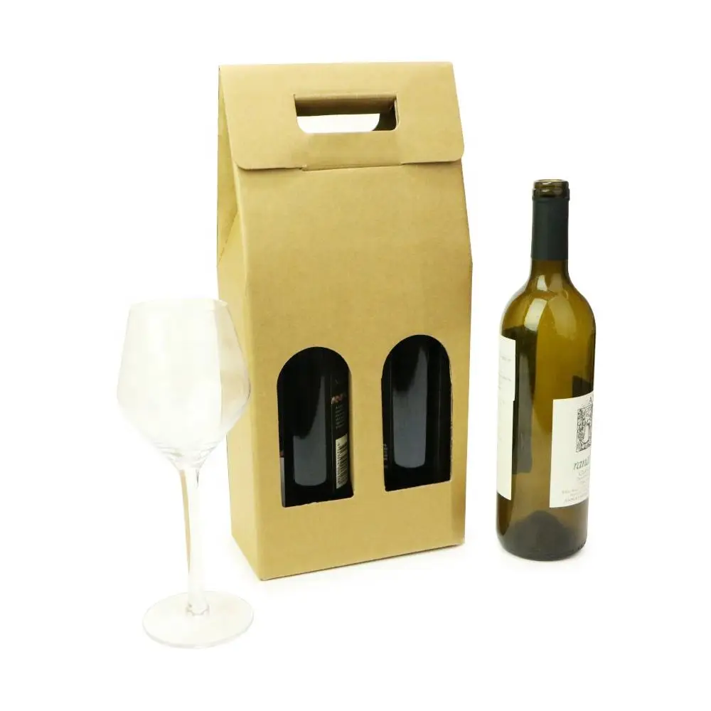 Custom Logo Portable Red Wine Box Gift Packaging Bag Single And Double Kraft Paper Window Gift Box