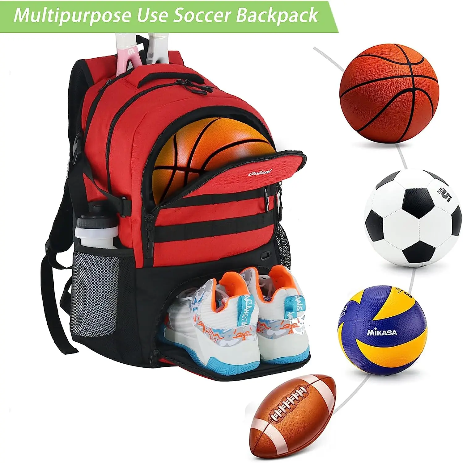 Large Tennis Bag Backpack Men Women to Hold 2 Rackets with Separate Shoe Space for Tennis Pickleball Squas