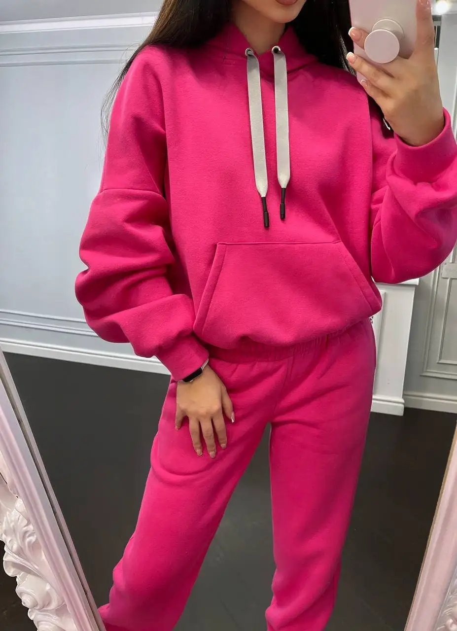 Wholesale Custom High Quality  Hoodies Set Tracksuit 100% Cotton 2 Piece Set Women Jogging Tracksuits