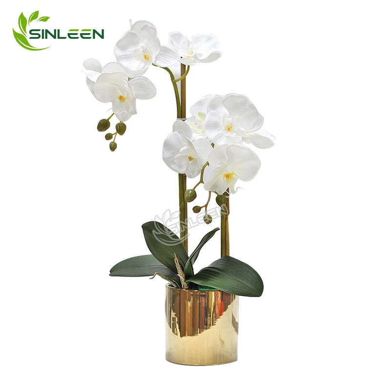 Orchid Flower Phalaenopsi Silk Plant With Pot Real Touch Decor Faux High Quality Decorative Artificial Flowers