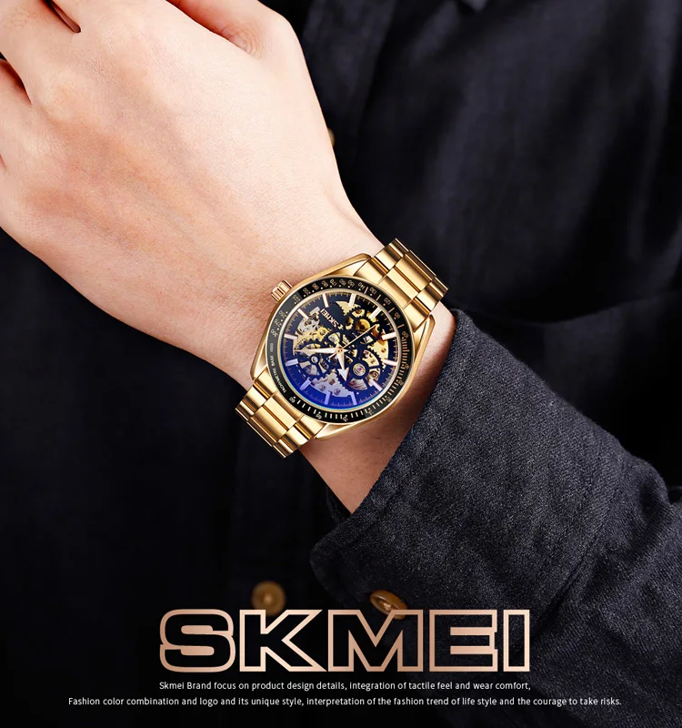  2020 skmei 9194 новые автоматические мужские кварцевые часы с градиентной поверхностью автоматической датой 3atm водонепроницаемые японские movt из нержавеющей