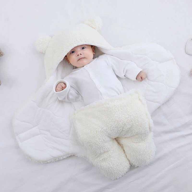 Sack Newborn 0-12 Months Baby Swaddle Blanket Stroller Wrap Boys Girls Cute Cotton Plush Receiving Blanket Newborn Sleeping Bag