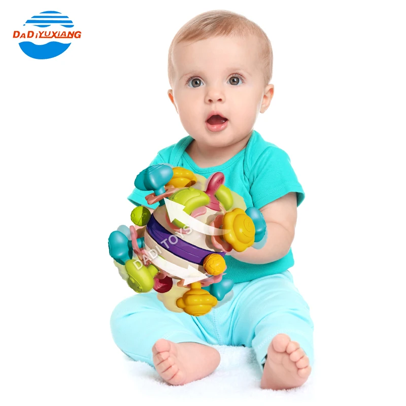 DADI OEM/ODM Space Colorfu Baby Sensory Teether Ball Hand Grip Ball Teether Rattle Toy Soft Teether Ball For Baby