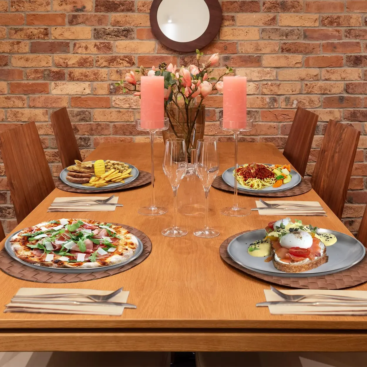 Restaurant Tableware Stainless Steel Dish Plate BBQ Round Tray Serving Plate