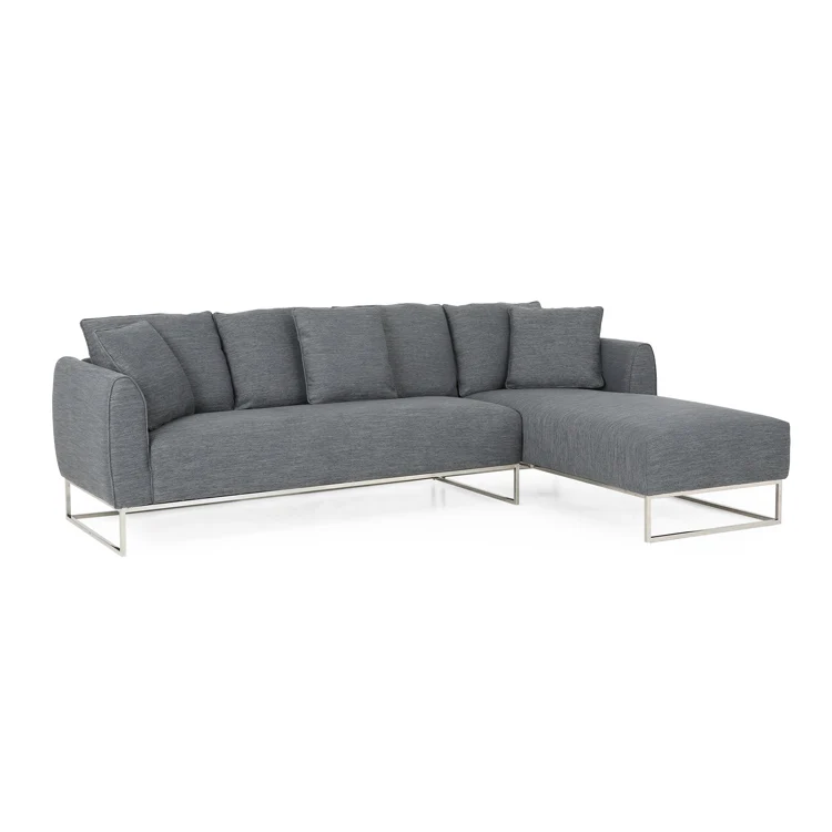 Free shipping in USA Nordic modern design fabric L-shaped corner sofa sets with metal feet