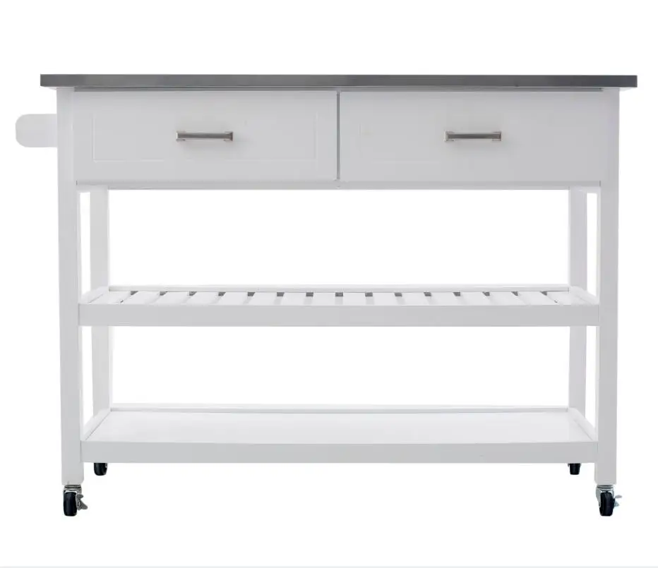 Multi-purpose modern kitchen island trolley storage with stainless steel top