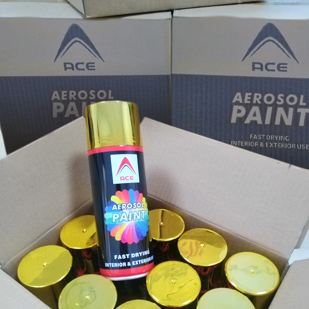 Metallic Golden Bright Gold Spray Paint Optional Color 400ml Painting Lacquer Auto Spray Factory Supply