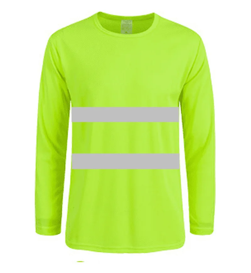 Reflective Safety T-Shirt Blue Shirts Long Sleeve Work Shirt Polyester Green T 50/50