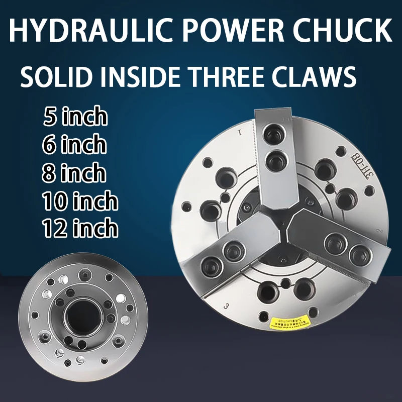 
Hydraulic chuck solid hollow power CNC three-jaw hydraulic chuck 4-12 inch 6 inch 8 inch 10 inch 
