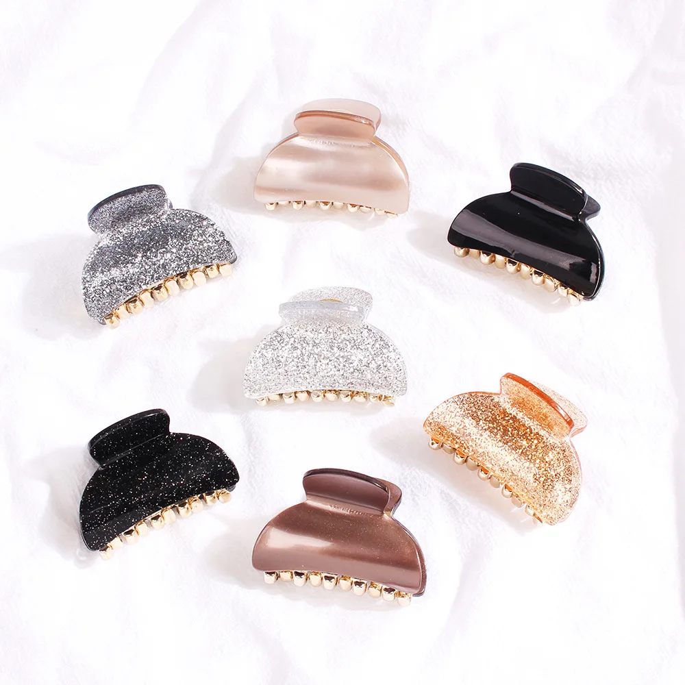 Fashion Middle Size Solid Women Hair Claw Gold Power Acrylic Hair Clamp For Pony Tail Crab Hair Clip Accessories