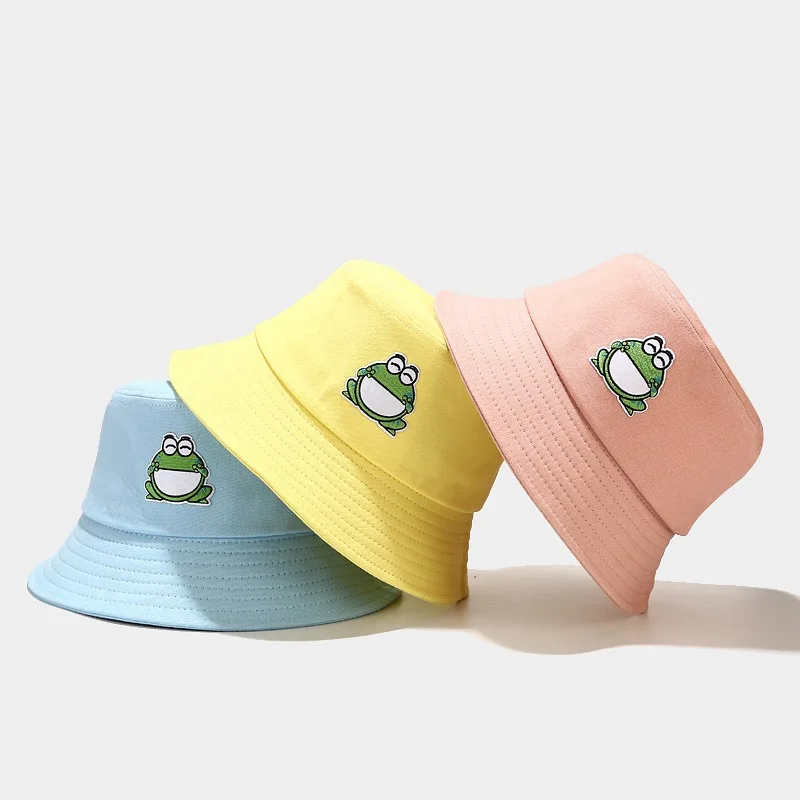 Newly Korean style Cartoon Frog Fisherman Hat Summer Outdoor Sun Protection Basin Hat Bucket Hat