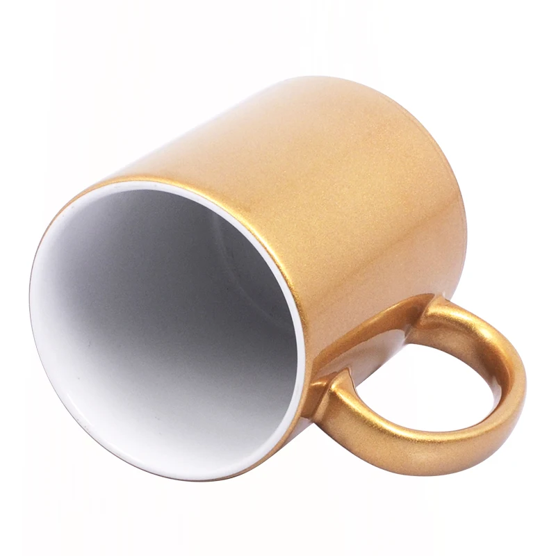 Wholesale Personalized 11oz Ceramic Coffee Mug Sublimation Blanks Sparkling Gold Cup For Printing